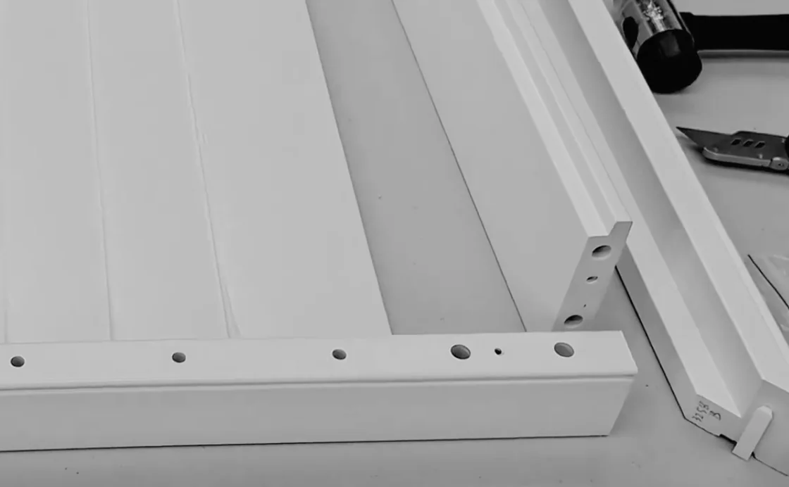Flat-packed EasyKit DIY shutter components ready for assembly