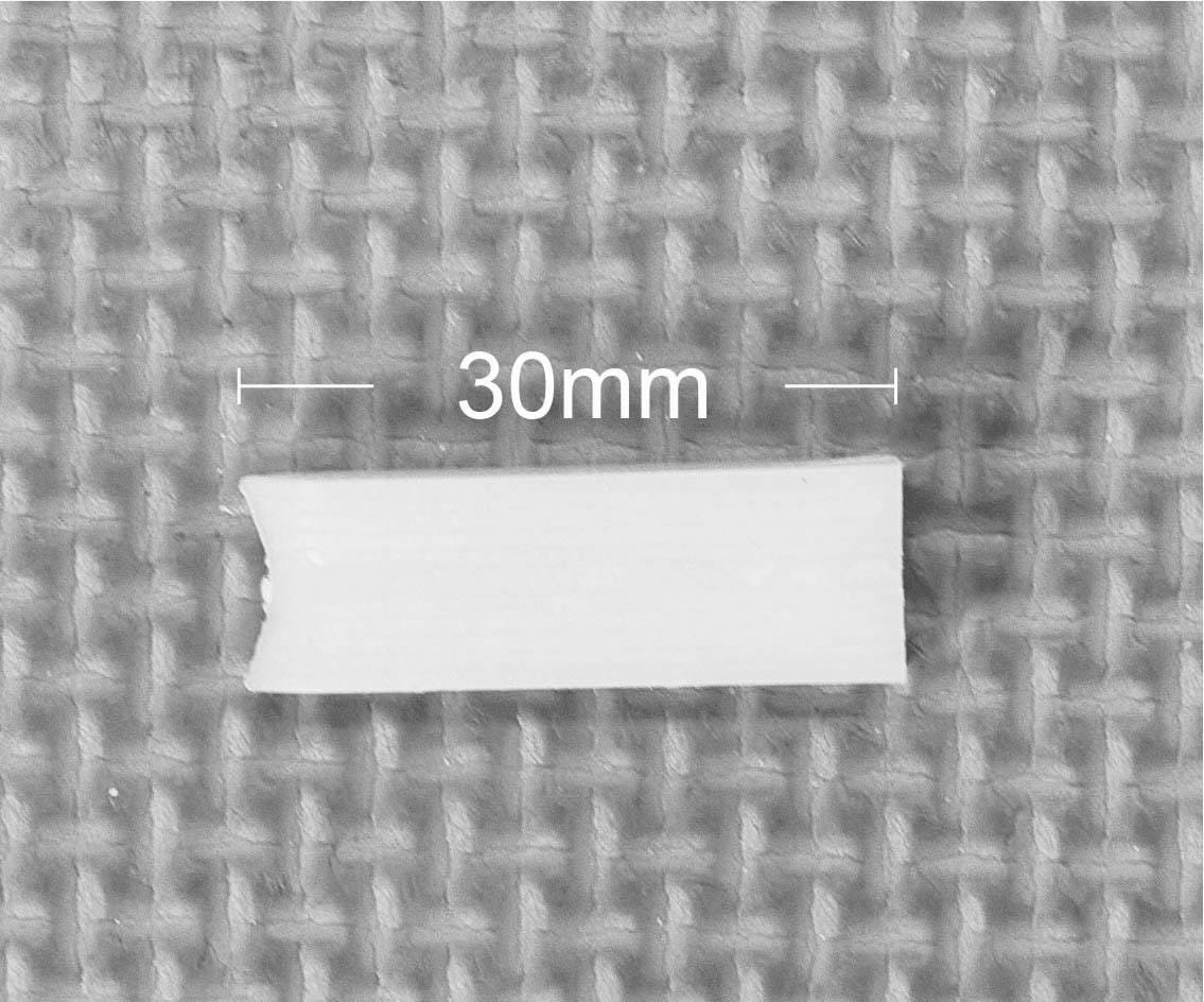 Plantation shutter frame dovetail key with 30 mm length marked